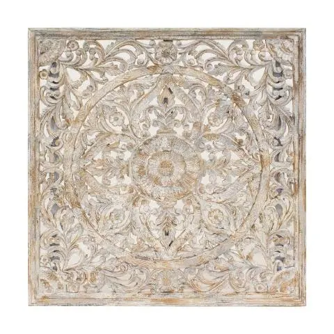 Imagen PANEL MANDALA MADERA CALADO GRIS 150X150CM.