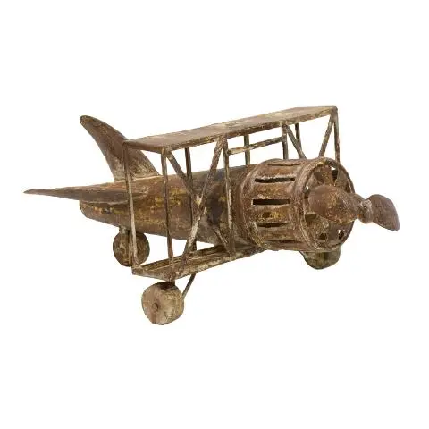 Imagen AVIONETA METALICA VINTAGE MARRN