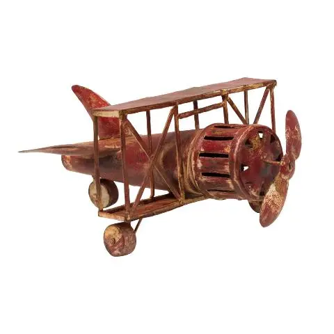 Imagen AVIONETA METALICA VINTAGE ROJO
