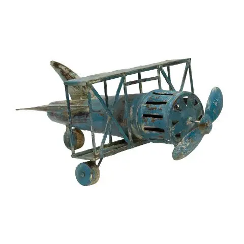 Imagen AVIONETA METALICA VINTAGE AZUL