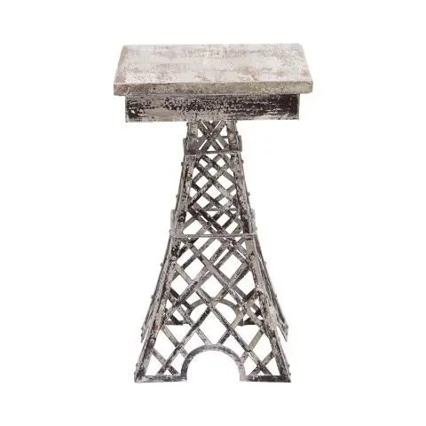 Imagen MESITA AUXILIAR MADERA Y FORJA EIFFEL GRIS DESGASTADO