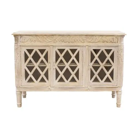 Imagen APARADOR 3/P CRUCETAS ART DECO FRONTAL TALLADO BLANCO