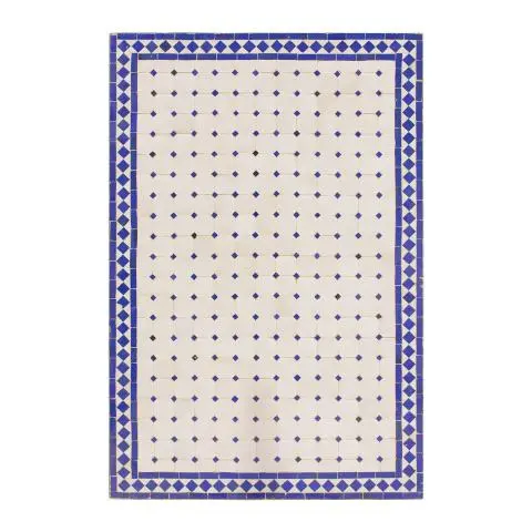 Imagen TABLERO MESA MOSAICO RECTANGULAR BLANCO / AZUL 120X80CM