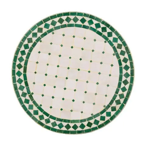 Imagen TABLERO MESA MOSAICO REDONDO BLANCO / VERDE 60CM DIAM