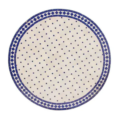 Imagen TABLERO MESA MOSAICO REDONDO BLANCO / AZUL 100 CM DIAM