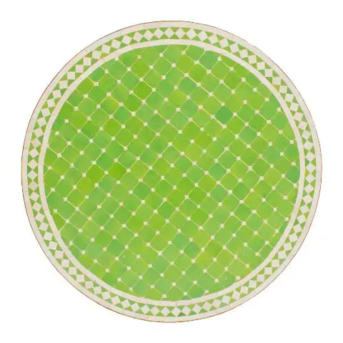 Imagen TABLERO MESA MOSAICO REDONDO VERDE MANZANA/ BLANCO 100 CM DIAM. 