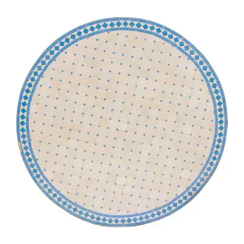 Imagen TABLERO MESA MOSAICO REDONDO AZUL / BLANCO 120 CM DIAM. 