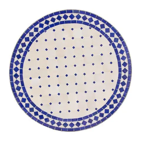 Imagen TABLERO MESA MOSAICO REDONDO BLANCO / AZUL 70CM DIAM