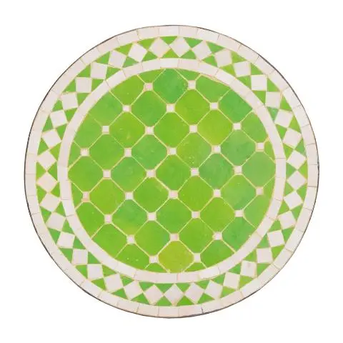 Imagen TABLERO MESA MOSAICO REDONDO VERDE MANZANA / BLANCO 50CM DIAM.