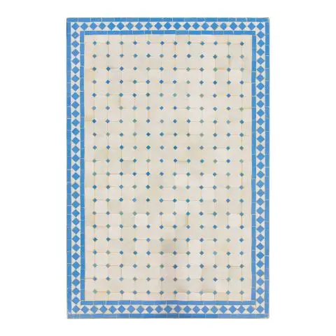 Imagen TABLERO MESA MOSAICO RECTANGULAR BLANCO / AZUL CLARO 120X80CM
