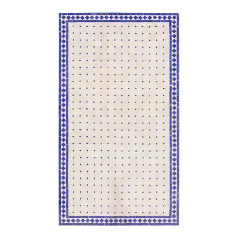 Imagen TABLERO MESA MOSAICO RECTANGULAR BLANCO / AZUL 200X100CM. 