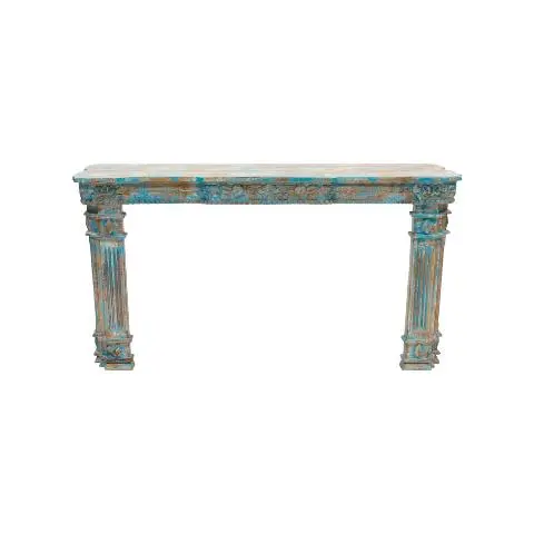 Imagen CONSOLA MADERA FRONTAL TALLADO CELESTE