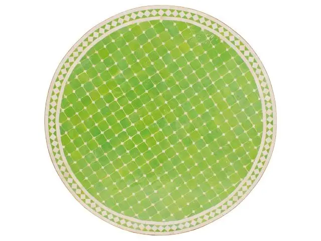 Imagen TABLERO MESA MOSAICO REDONDO VERDE MANZANA / BLANCO 120CM DIAM.