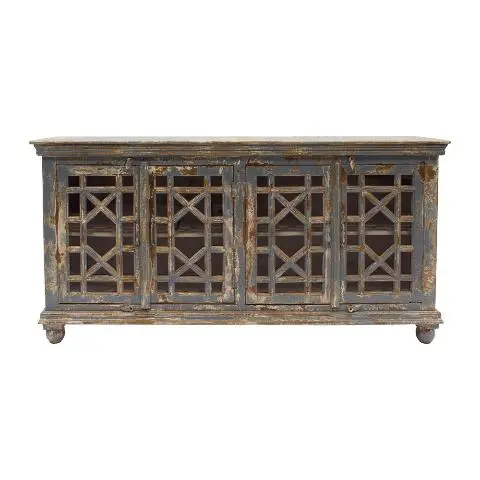 Imagen APARADOR 4/P ART DECO PALILLERIA AZUL GRISACEO DESGASTADO