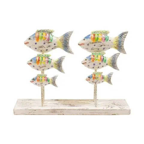 Imagen BANCO DE PECES MADERA POLICROMADO
