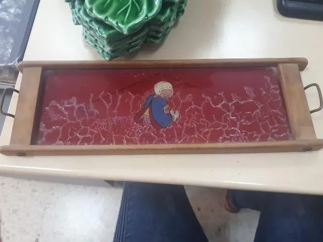 Imagen BANDEJA ALARGADA MADERA Y CRISTAL 