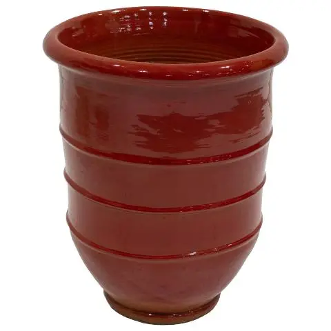 Imagen TINAJA CERAMICA BARRO ESMALTADO ROJO 52X43 CM