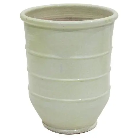 Imagen TINAJA CERAMICA BOCA ANCHA ESMALTADA BLANCO 57X45 CM