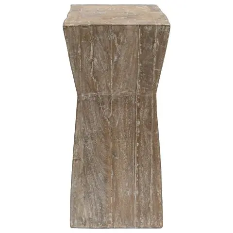 Imagen PEDESTAL MADERA BLANCO MACIZO FORMA GEOMETRICA 