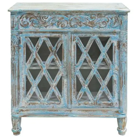Imagen APARADOR ART DECO 2/P CRUCETAS FRONTAL TALLADO CELESTE