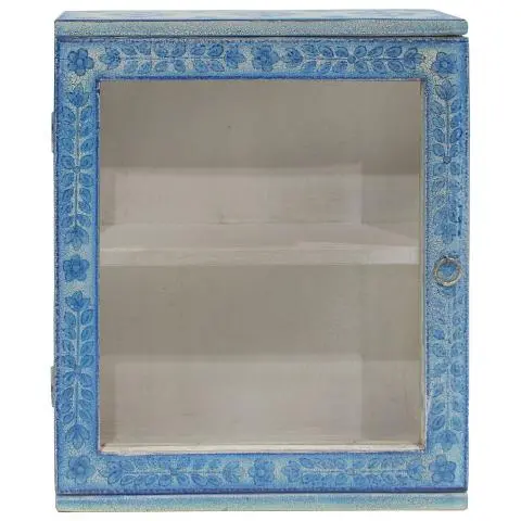 Imagen VITRINA COLGAR 1/H PINTADA AZUL FLORAL 