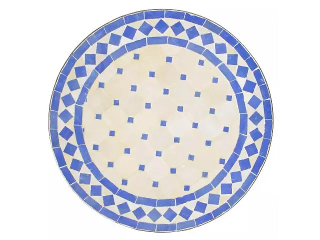 Imagen TABLERO MESA MOSAICO REDONDO BLANCO / AZUL MAJORELLE 50CM DIAM