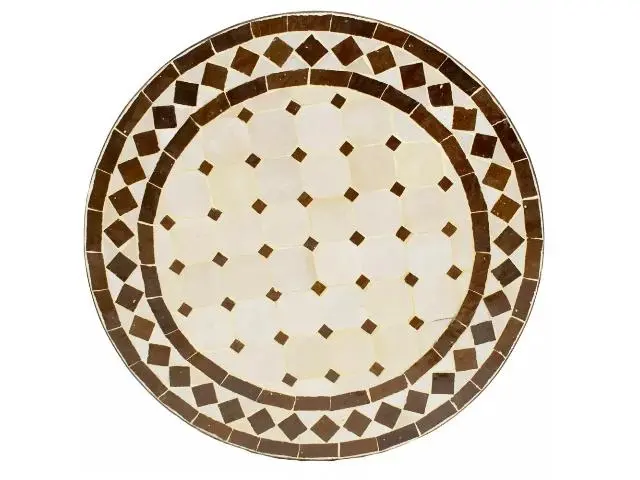 Imagen TABLERO MESA MOSAICO REDONDO BLANCO / MARRON 50CM DIAM.