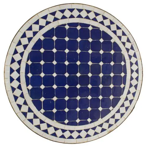 Imagen TABLERO MESA MOSAICO REDONDO AZUL / BLANCO 60CM DIAM