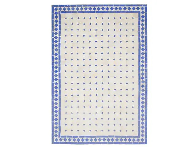 Imagen TABLERO MESA MOSAICO RECTANGULAR BLANCO / AZUL MAJORELLE 120X80CM