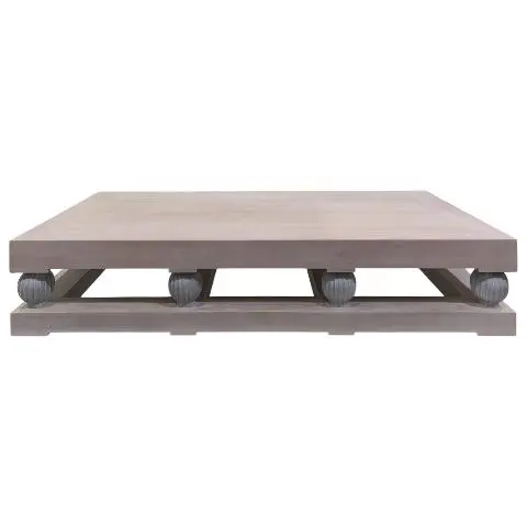 Imagen MESA CENTRO MANANA PATAS TORNEADAS PATINA BLANCA 200X99 CM.