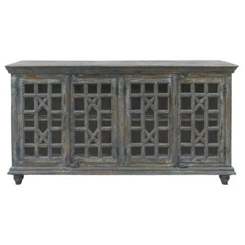 Imagen APARADOR 4/P ART DECO PALILLERIA AZUL GRISACEO DESGASTADO