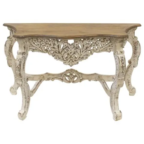 Imagen CONSOLA TALLADA BLANCO DESGASTADO ENCIMERA NATURAL