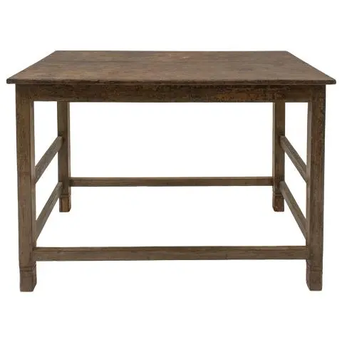 Imagen MESA MADERA ANTIGUA CON ENCIMERA METALICA OXIDO 119X60 CM.