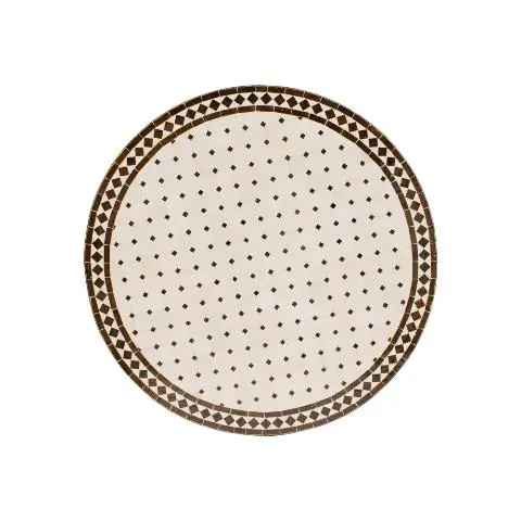 Imagen TABLERO MESA MOSAICO REDONDO BLANCO / MARRON 100CM DIAM