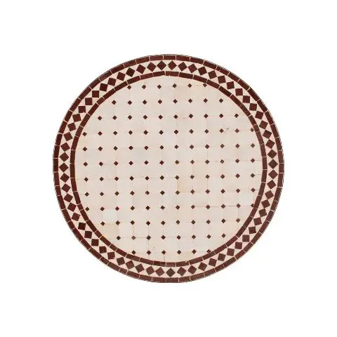 Imagen TABLERO MESA MOSAICO REDONDO BLANCO / ROJO 70CM DIAM