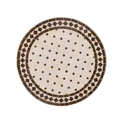 Imagen TABLERO MESA MOSAICO REDONDO BLANCO / MARRON 60CM DIAM