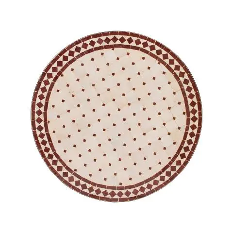 Imagen TABLERO MESA MOSAICO REDONDO BLANCO / ROJO  150 CM DIAM