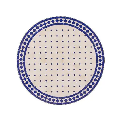 Imagen TABLERO MESA MOSAICO REDONDO 80CM DIAM BLANCO Y AZUL