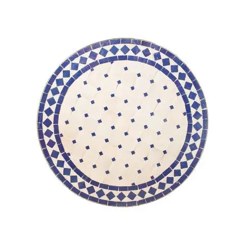 Imagen TABLERO MESA MOSAICO REDONDO 60CM DIAM. BLANCO Y AZUL