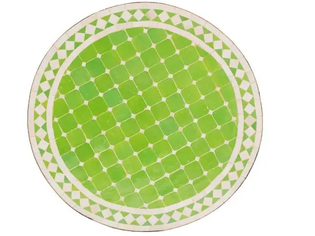 Imagen TABLERO MESA MOSAICO REDONDO VERDE MANZANA / BLANCO 70CM DIAM.