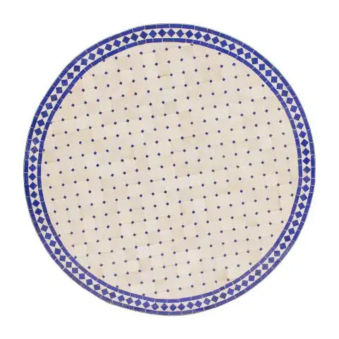 Imagen TABLERO MESA MOSAICO REDONDO BLANCO / AZUL 120 CM DIAM