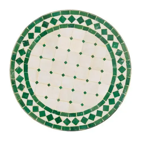 Imagen TABLERO MESA MOSAICO REDONDO BLANCO / VERDE 50CM DIAM.