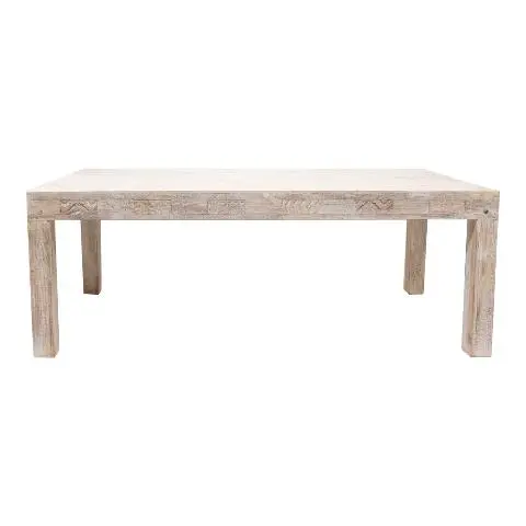 Imagen MESA COMEDOR TECA MADERA LAVADA TALLA LATERAL 210X100CM.