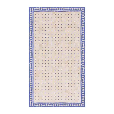 Imagen TABLERO MESA MOSAICO RECTANGULAR BLANCO / AZUL MAJORELLE 160X90CM. 