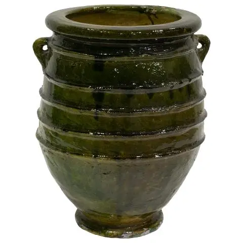 Imagen TINAJA CERAMICA BARRO ESMALTADO VERDE 71X53 CM