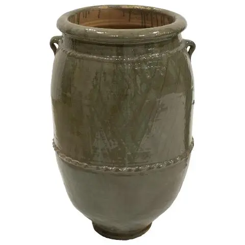 Imagen TINAJA CERAMICA BARRO ESMALTADO GRIS 70X44 CM