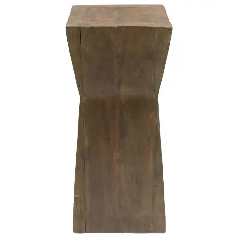 Imagen PEDESTAL MADERA NATURAL MACIZO FORMA GEOMETRICA