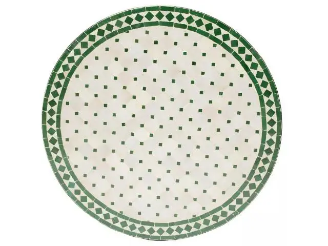 Imagen TABLERO MESA MOSAICO REDONDO BLANCO /VERDE  150CM DIAM