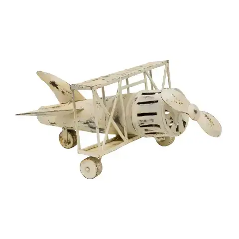 Imagen AVIONETA METALICA VINTAGE BLANCO