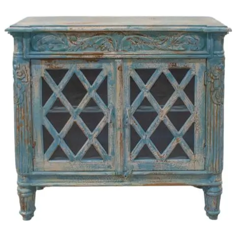 Imagen APARADOR ART DECO 2/P CRUCETAS FRONTAL TALLADO CELESTE